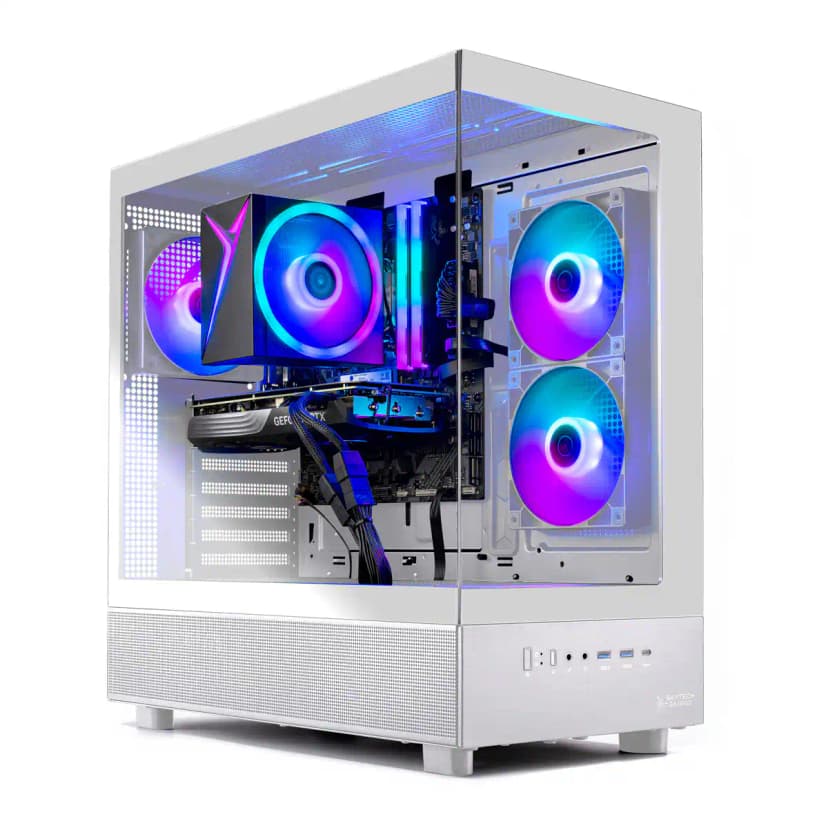 Skytech Gaming - Skytech AZURE3 - AMD Ryzen 7 5700, 7600, 32GB 3200 MHz DDR4 SDRAM, 650W GOLD PSU - White
