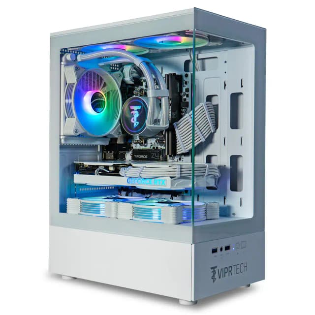ViprTech - Stryker 4.0 Liquid-Cooled PC - AMD Ryzen 7 (4.4GHz), RTX 5060 8GB, 16GB DDR4, 1TB SSD, Gaming Computer - White