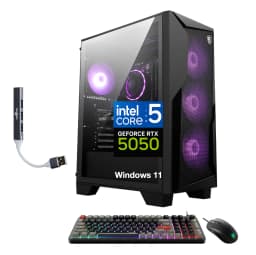 MSI - Upgraded - Codex R2 Desktop PC (i5-14400F, 64GB, 2TB SSD, GeForce RTX 5050, RGB KB, WiFi 6E, Win 11 Pro) w/USB Hub - Black