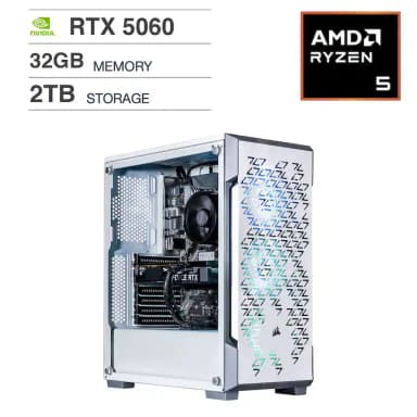 Velztorm - Fultix Desktop PC (AMD Ryzen 5 5500, 32GB DDR4 RAM, 2TB PCIe SSD, Win 11 Pro) - White