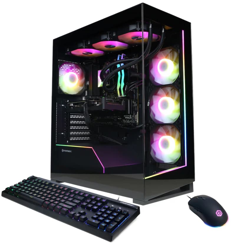 CyberPowerPC - Gaming Desktop - AMD Ryzen 9 9900X 2024 - AMD Radeon RX 9060 XT 16GB - 32GB DDR5 Memory - 2TB SSD Storage - Black