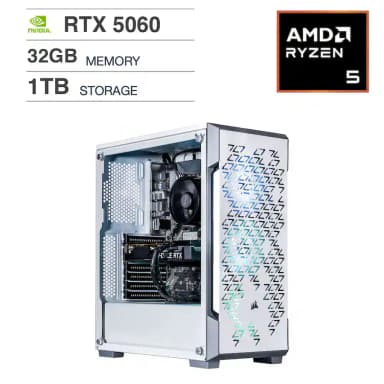 Velztorm - Fultix Desktop PC (AMD Ryzen 5 5500, 32GB DDR4 RAM, 1TB PCIe SSD, Win 11 Pro) - White