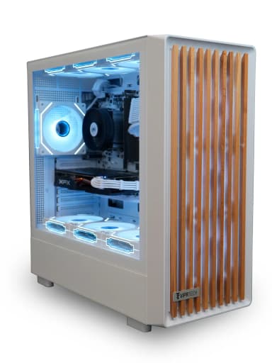ViprTech - Overlord Wood Gaming PC - AMD Ryzen 7, AMD 9060 8GB, 16GB DDR4, 1TB SSD, Computer Tower - White Oak