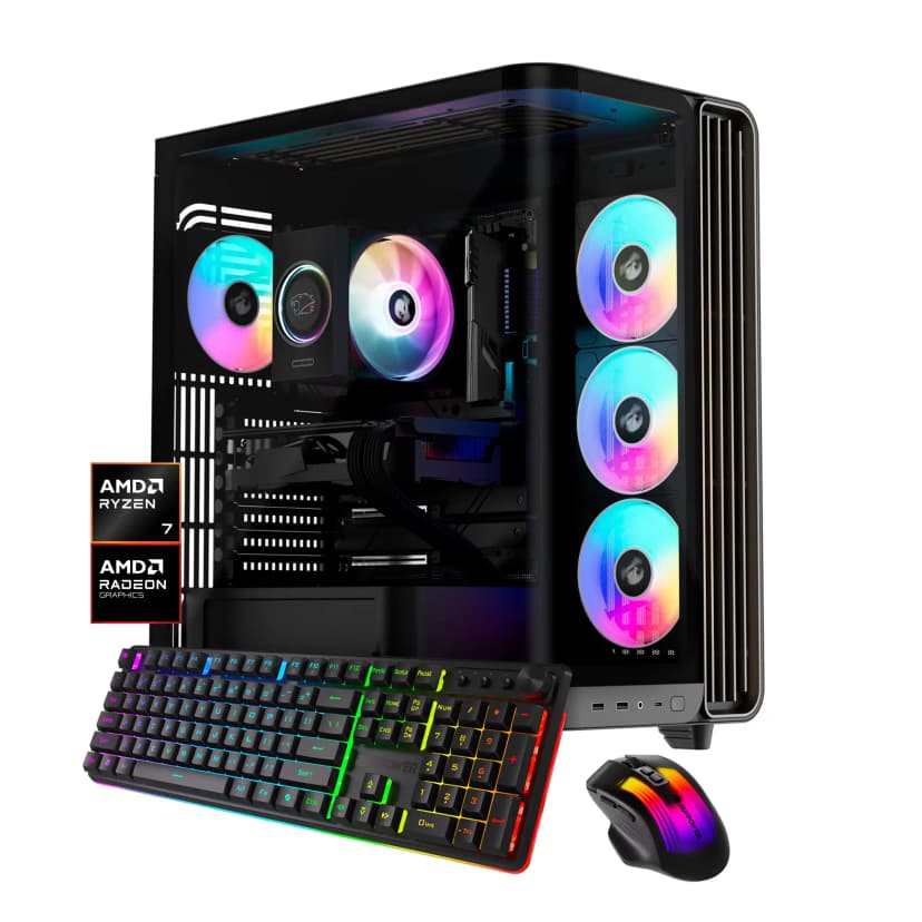 iBUYPOWER - Trace Gaming Desktop PC - AMD Ryzen 7 9700F, AMD Radeon RX 7700 XT 12GB, 16GB DDR5 RAM, 1TB NVMe SSD_TBA7R77XT01 - Black