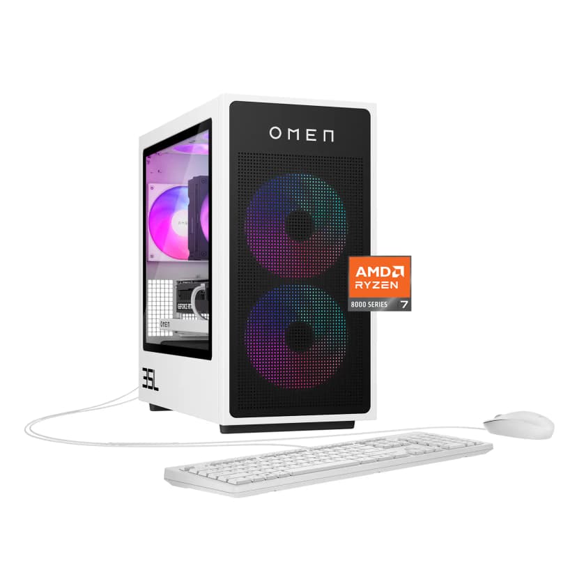 HP OMEN - 35L Gaming Desktop - AMD Ryzen 7 8700F 2024 - 16GB DDR5 Memory - NVIDIA GeForce RTX 5060 Ti 16GB GDDR7 - 1TB SSD - Panda Metal