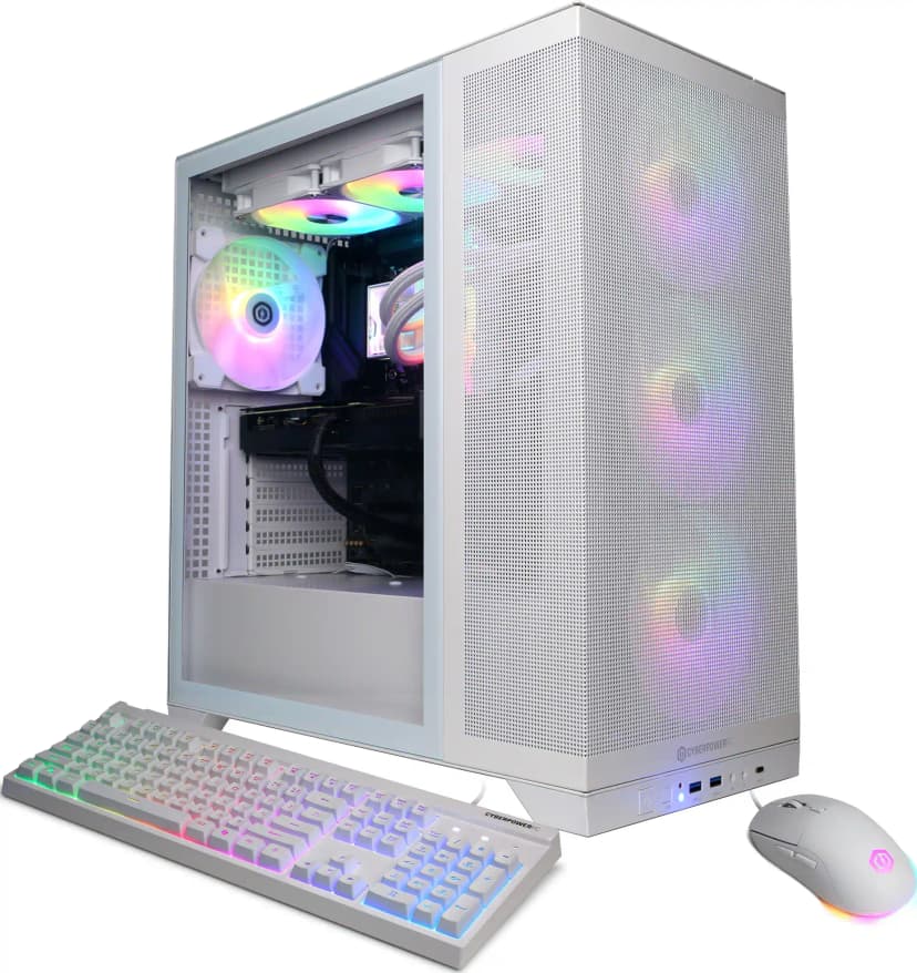 CyberPowerPC - Gaming Desktop - AMD Ryzen 7 9800X3D 2024 - NVIDIA GeForce RTX 5060 Ti 16GB - 32GB DDR5 Memory - 2TB SSD Storage - White