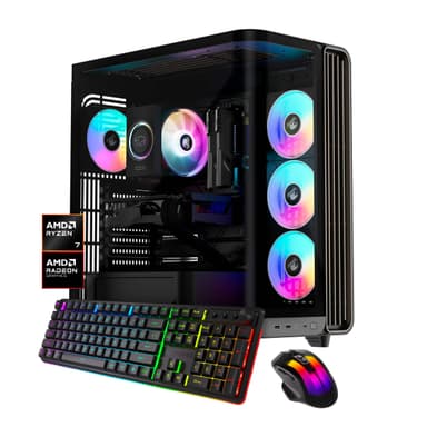iBUYPOWER - Trace Gaming Desktop PC - AMD Ryzen 7 9700F, AMD Radeon RX 9070XT 16GB, 32GB DDR5 RAM, 1TB NVMe SSD_TBA7R97XT02 - Black