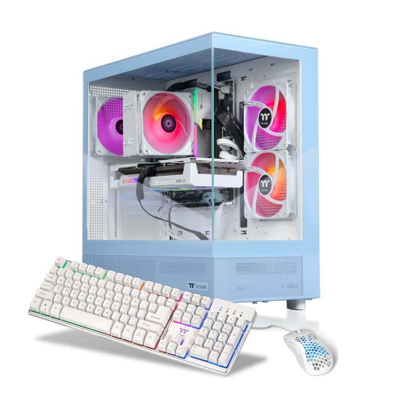 Thermaltake - LCGS View i1458H-270 Gaming Desktop Intel Core i5-14400F 2025 - 16GB DDR5 Intel Arc B580, 1TB NVMe M.2 - Light Blue