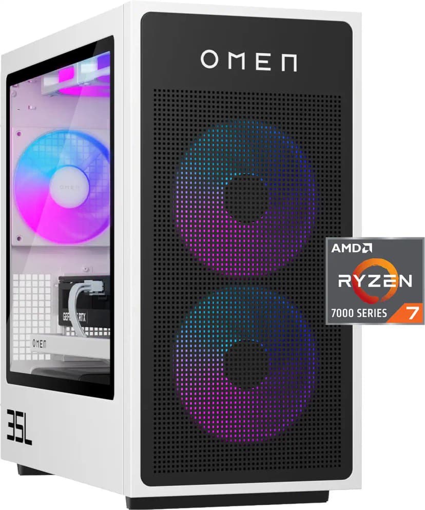 HP OMEN - 35L Gaming Desktop - AMD Ryzen 7 7800X3D - 32GB DDR5 Memory - NVIDIA GeForce RTX 5060 Ti - 1TB SSD - Panda Metal